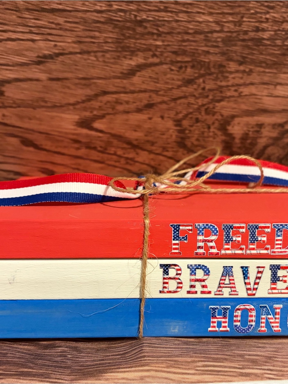 Patriotic Red White Blue Wooden Stackable Decor